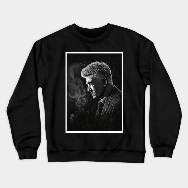 David Lynch - Damn Fine Cup of Coffee Crewneck Sweatshirt by PrimetimeBitch